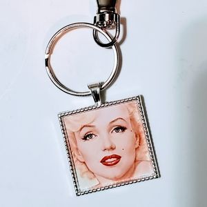 Marilyn Monroe Keyring clip or necklace glass face new handmade
